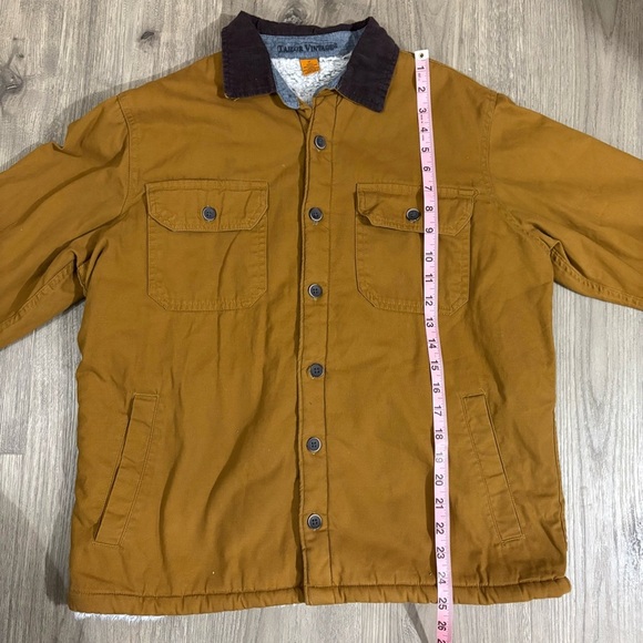 Tailor Vtg Mens M Canvas Shirt Chore Jacket Sherpa Lining Brown Outdoor Corduroy - Picture 7 of 14
